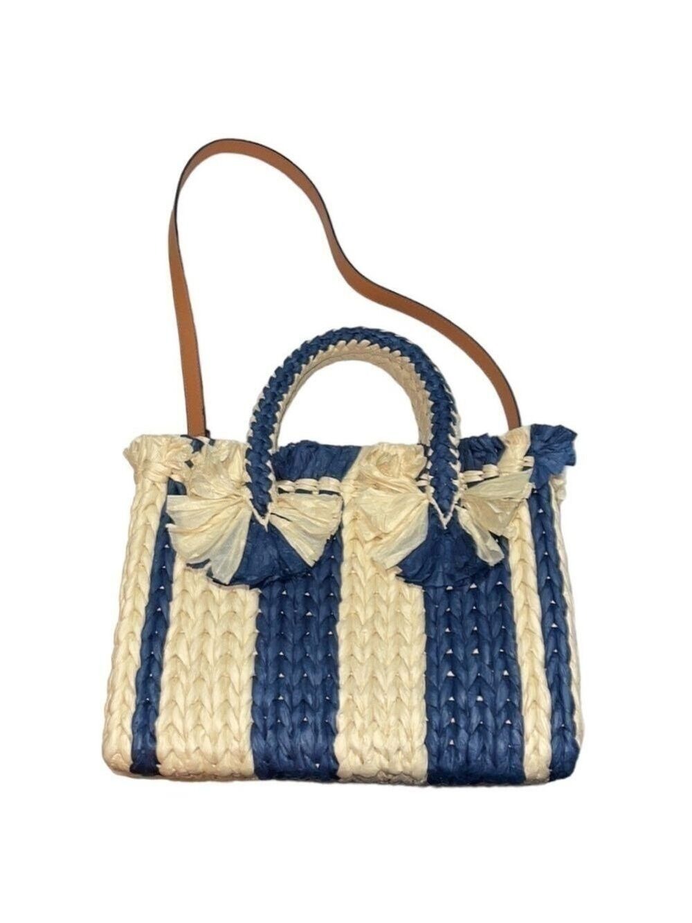 Blue Satchel Emei Straw Paper Satchel in Charcoal Blue Vince Camuto - Picture 2 of 8